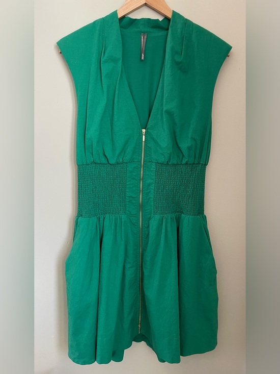 Anthropologie Tommie Linen Blend Mini Shirt Dress Kelly Green Size Large - Picture 2 of 12